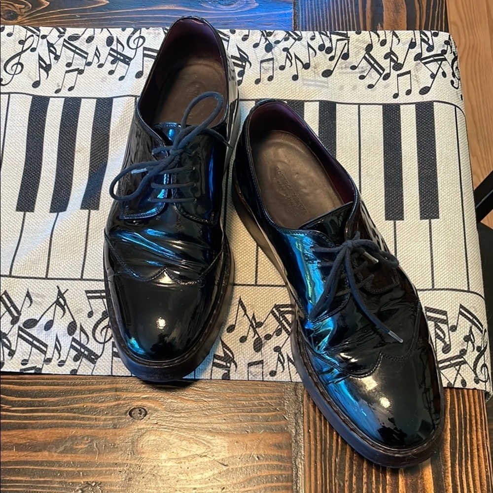 Bottega Veneta Scarpa Pelle S Gomma Black Platform Lace Up Shoes Gloss Finish